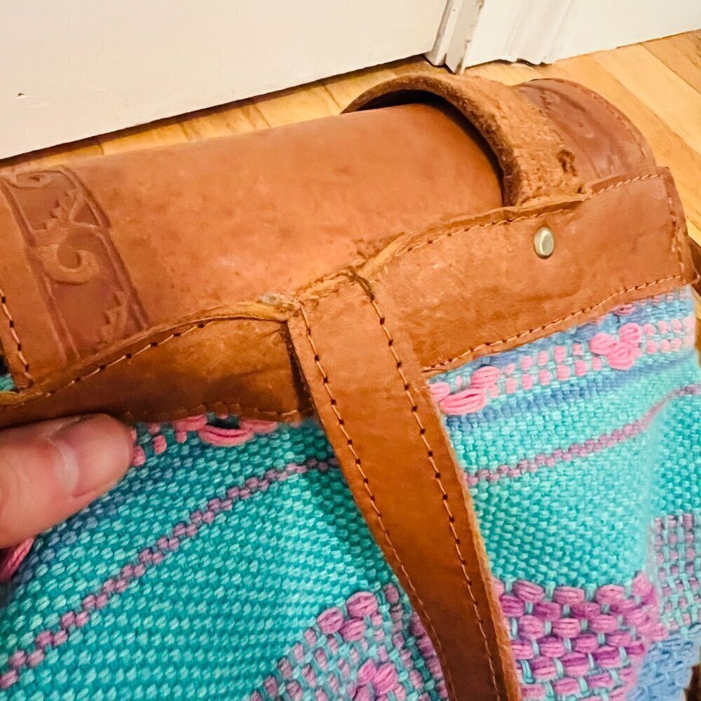 Vintage American Darling Backpack Hand Tooled Saddle Blanket Genuine Leather - Picture 12 of 16